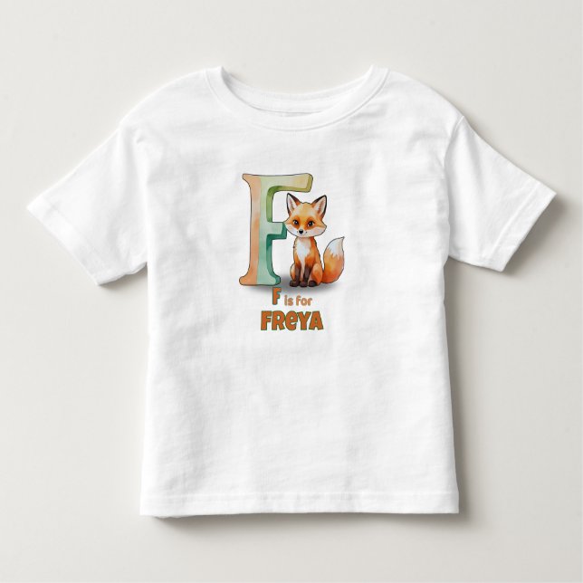 F is for Freya – Custom Toddler T-shirt with Fun F (Vorderseite)