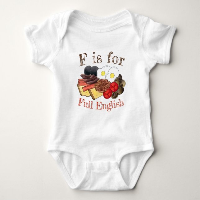 F is for FULL ENGLISH Breakfast UK British Food Baby Strampler (Vorderseite)