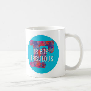 F ist für Fabelhafte blaue bunte Tropfen Initialen Kaffeetasse