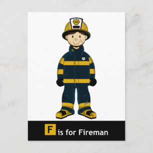 F ist für Fireman Postcard Postkarte