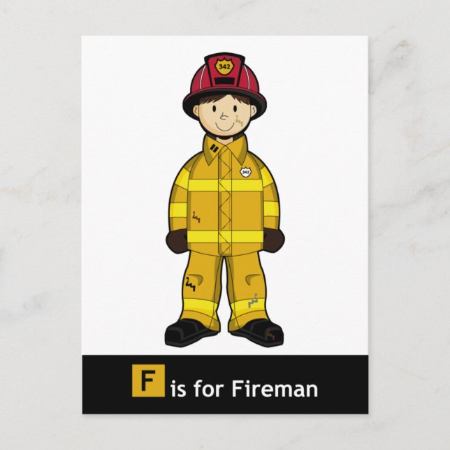 F ist für Fireman Postcard Postkarte (Vorderseite)