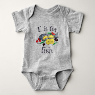 F ist für Fischgriechisch Mittelmeer Meeresfrüchte Baby Strampler