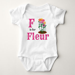 F ist für Fleur-Mädchenname Baby Strampler