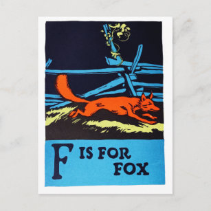 F ist für Fox ABC 1923 Vintag Alphabet Postcard Postkarte