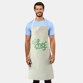 F&L Chef in Gingham All-Over Print Apron Schürze