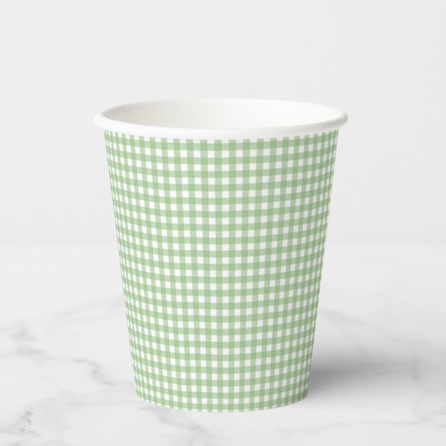 F & L Dark Green Gingham Pappbecher (Vorderseite)