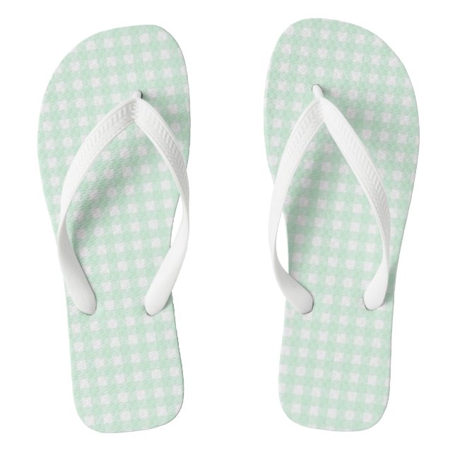 F & L Grün Gingham Flip Flops (Fußbett)