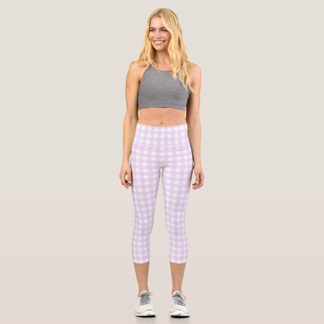 F & L Lila Gingham Capri Leggings (Vorderseite)