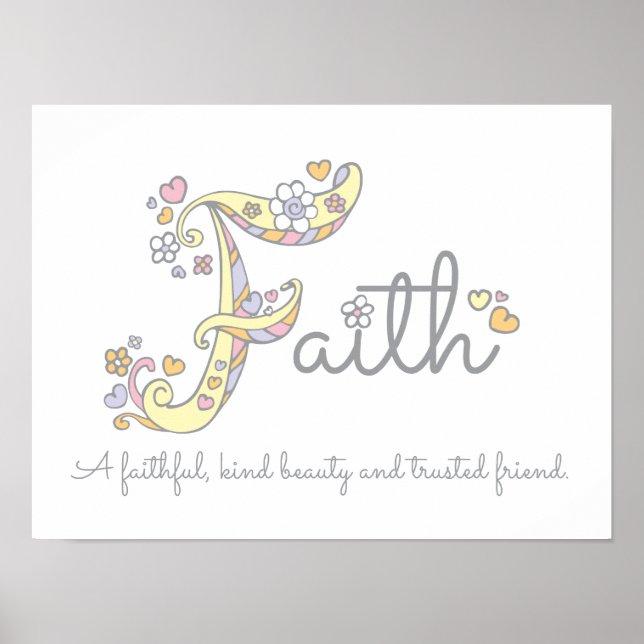 F monogram Art Faith Girls Name bedeutet Plakat (Vorne)