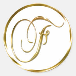 F Monogram Imitate Gold Umschlag oder Günstige Sie Runder Aufkleber