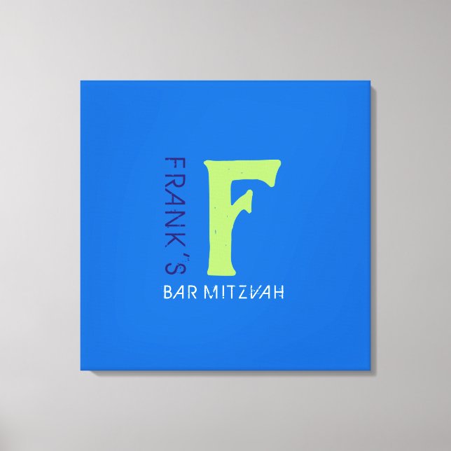 F Monogram, Initial Bar Bat Mitzvah Sign-In Board Leinwanddruck (Vorderseite)