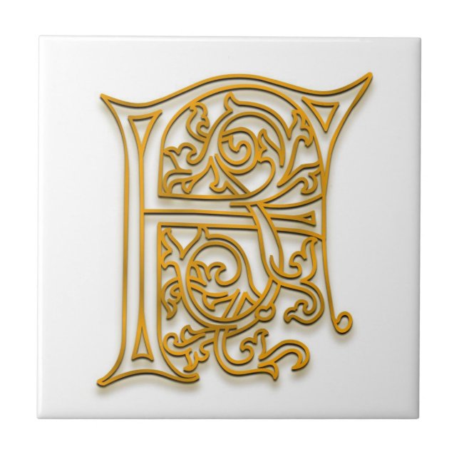 F Monogram "Irish Gold" Keramik Tile Fliese (Vorderseite)