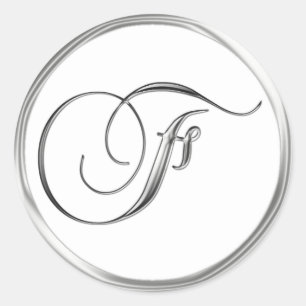F Monogram Letter Sliver auf dem White Wedding Sie Runder Aufkleber