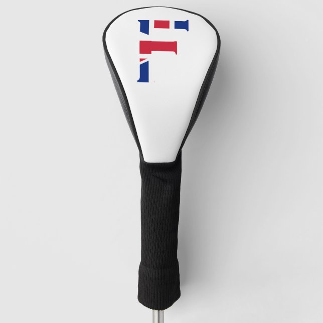F Monogram überlagert sich auf der UniJack Flag dc Golf Headcover (Vorderseite)