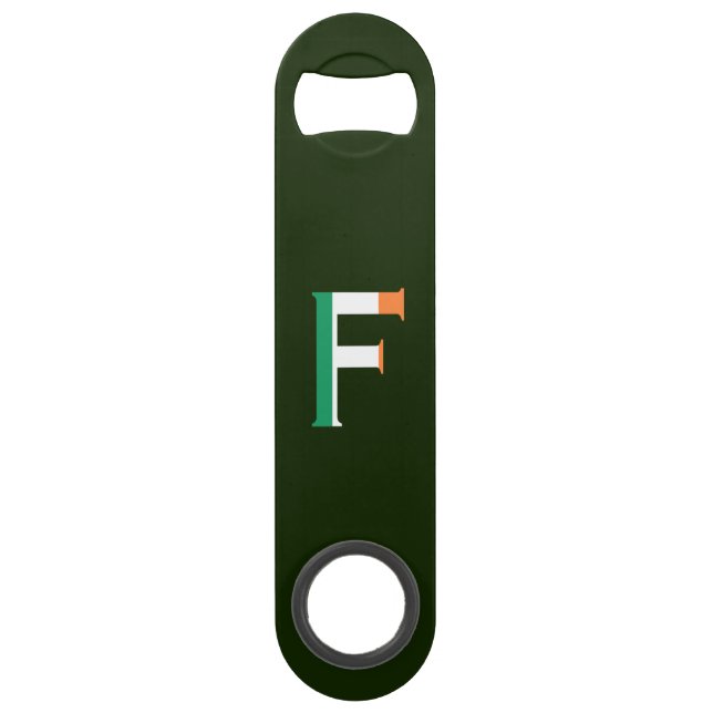 F Monogram überlagert sich auf irischer Flagge Speed Flaschenöffner (Vorderseite)