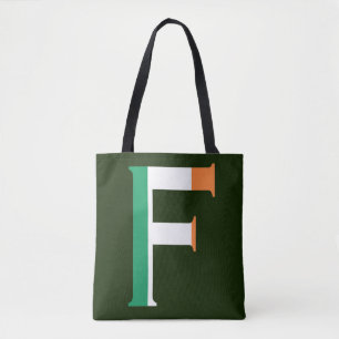 F Monogram überlagert sich auf irischer Flagge Tasche