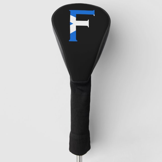 F Monogram überlagert sich auf schottischer Flagge Golf Headcover (Vorderseite)