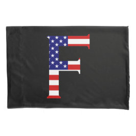 F Monogram überlagert sich auf US Flag Pccn Kissenbezug