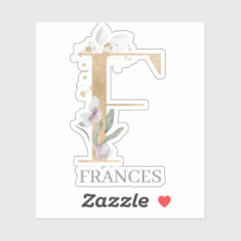 F Monogramm Floral Personalisiert Aufkleber
