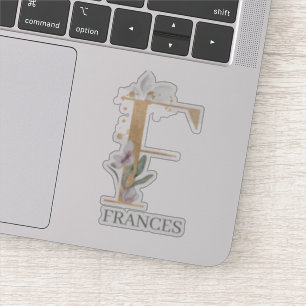 F Monogramm Floral Personalisiert Aufkleber