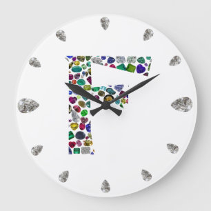 F Monogramm Große Wanduhr