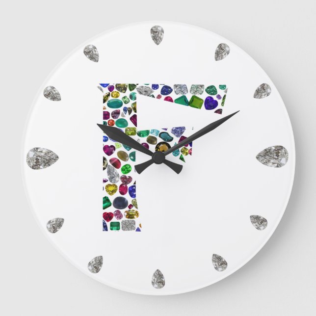 F Monogramm Große Wanduhr (Vorderseite)