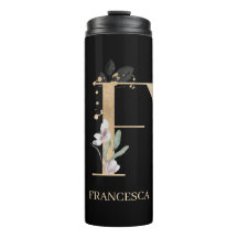 F Monogramm Personalisierter floraler Tumbler