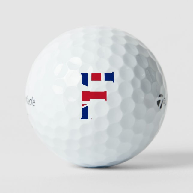 F Monogramm überlagert auf der Flagge der Union tm Golfball (Vorderseite)