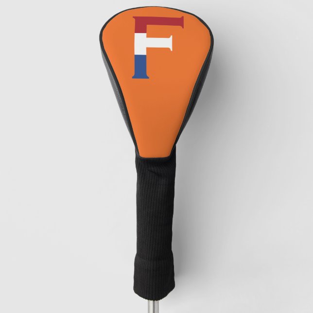 F Monogramm überlagert auf NLD-Flagge auf oder dct Golf Headcover (Vorderseite)