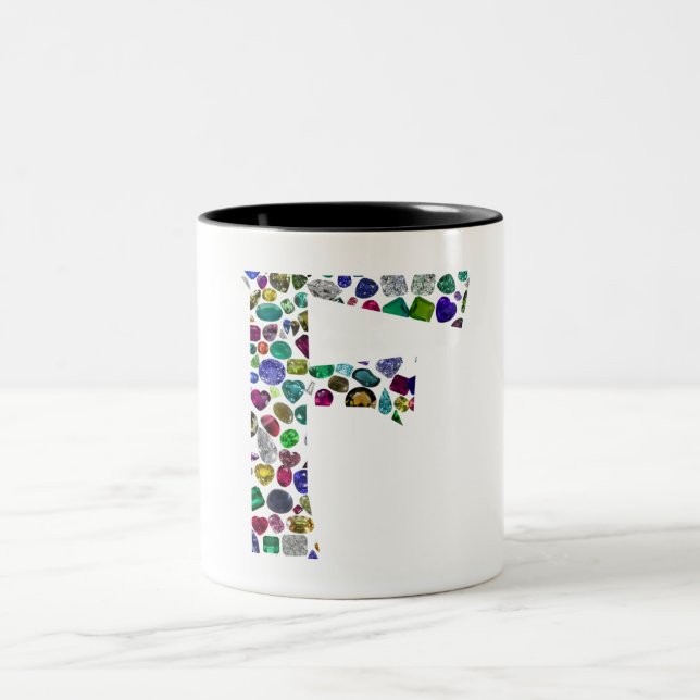 F Monogramm Zweifarbige Tasse (Mittel)