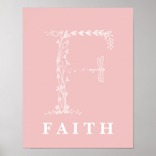 F Monogramme floral botanique Poster de pépinière