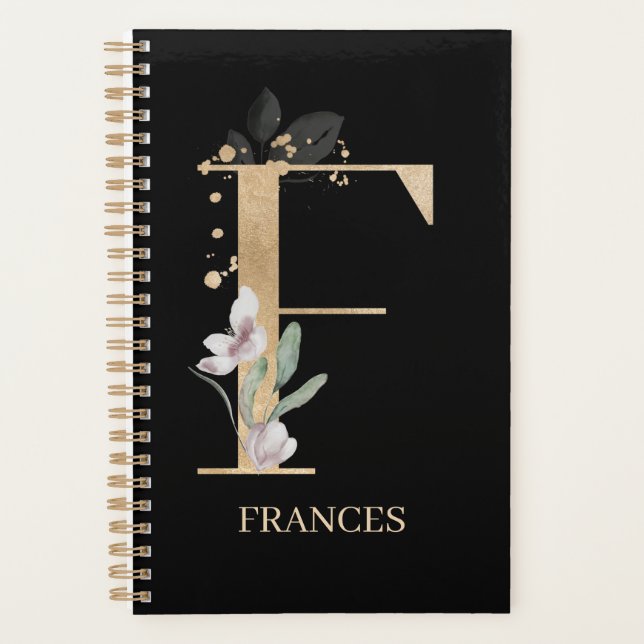 F Monogramme Floral Planificateur personnalisé (Devant)