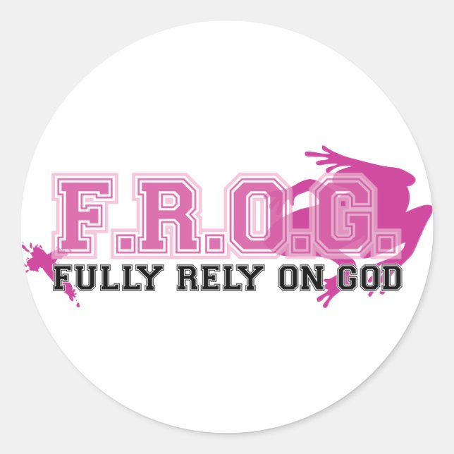 F.R.O.G. - Voll auf Gott angewiesen (pink) Runder Aufkleber (Vorderseite)