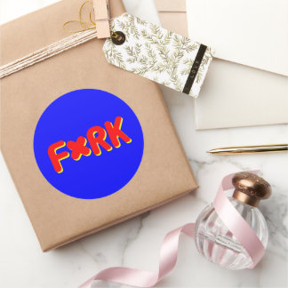 F*RK - Entwurf Nr. 2 der gespielten Zensurgabel Runder Aufkleber