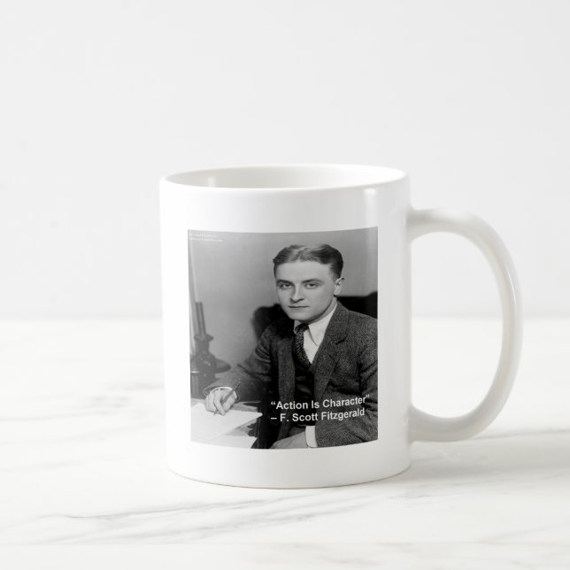 F Scott Fitzgerald "Action is Character" Geschenke Kaffeetasse (Rechts)
