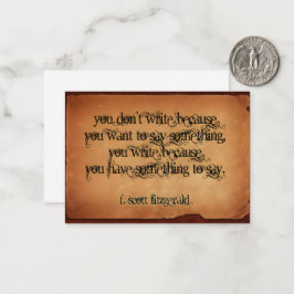 F. Scott Fitzgerald Inspirational Zitat "schreiben Mitteilungskarte