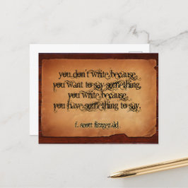 F. Scott Fitzgerald Inspirational Zitat "schreiben Postkarte