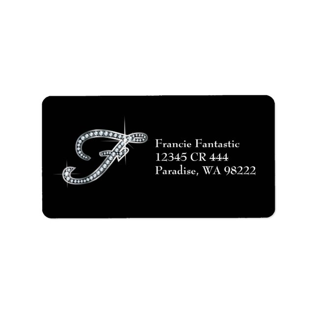 F-Script-Label "Diamant Bling" Adressaufkleber (Vorne)
