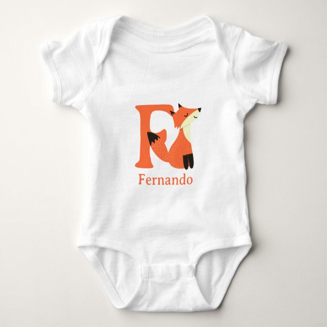 F steht für Fuchs Personalisieren Baby Strampler (Vorderseite)
