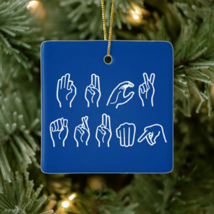 F TRUMP (IN ZEICHENSPRACHE) KERAMIKORNAMENT