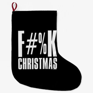 F Weihnachten auf schwarz Großer Weihnachtsstrumpf