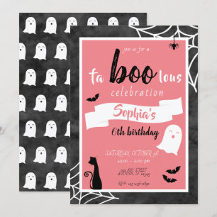 Fa"boo"lous Girls Birthday Ghost Halloween Einladu Einladung