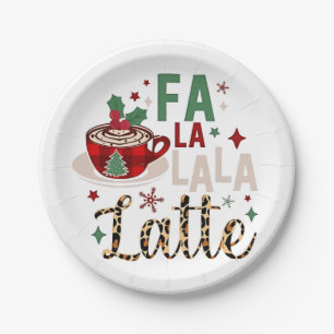 Fa Fa La La Latte Lustiger Weihnachten Santa Xmas  Pappteller