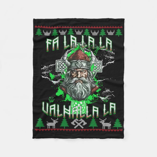 Fa La 8 Valhalla Weihnachtsmannmütze Viking Skull  Fleecedecke (Vorderseite)