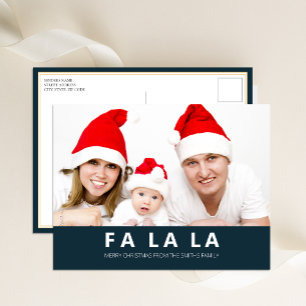 Fa La Blue Modern Christmas Foto Feiertagspostkarte