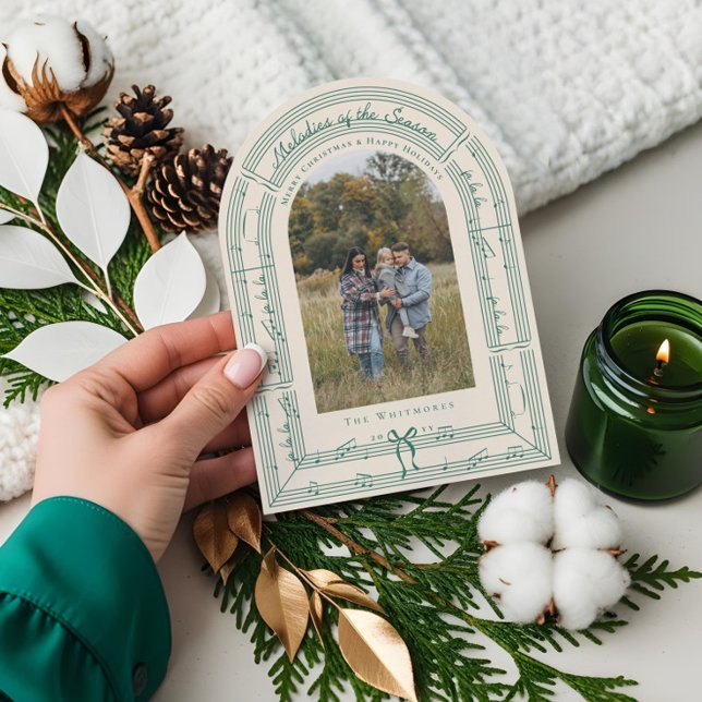 Fa La Bow Sheet Music Arch Foto Weihnachtskarte Einladung (Fa La La Bow Sheet Music Arch Photo Christmas Card)