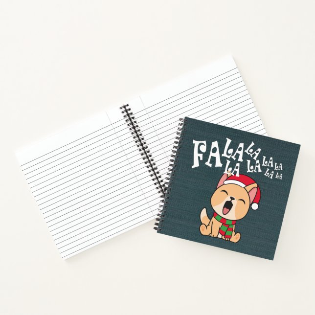 Fa La Christmas Dog singend Gästebuch Notizbuch (Innenseite)