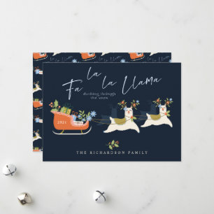 Fa La Christmas Llama Rentiers & Sleigh Geschenke Feiertagskarte