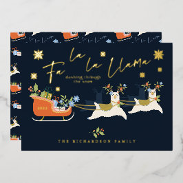 Fa La Christmas Llama Rentiers & Sleigh Geschenke Folien Feiertagskarte