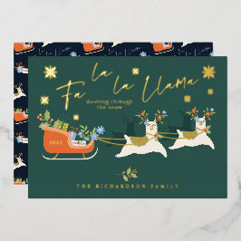 Fa La Christmas Llama Rentiers & Sleigh Geschenke Folien Feiertagskarte